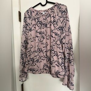 Pink and navy blouse